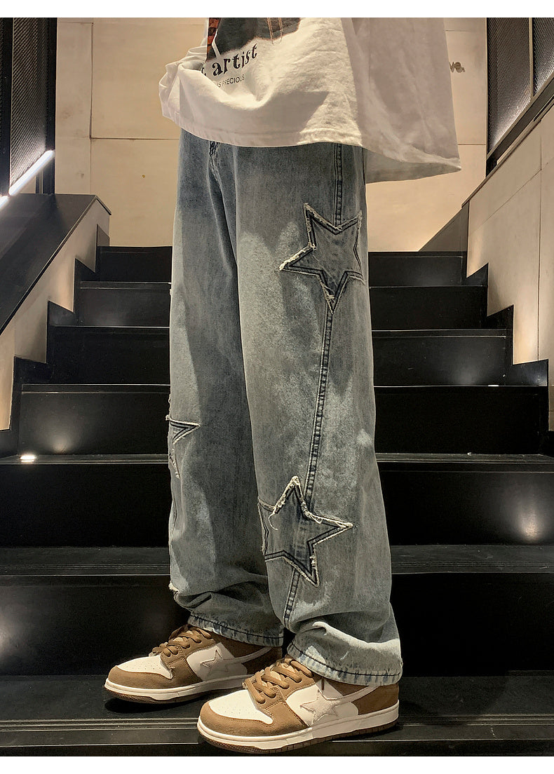 Star Embroidery Oversized Jeans