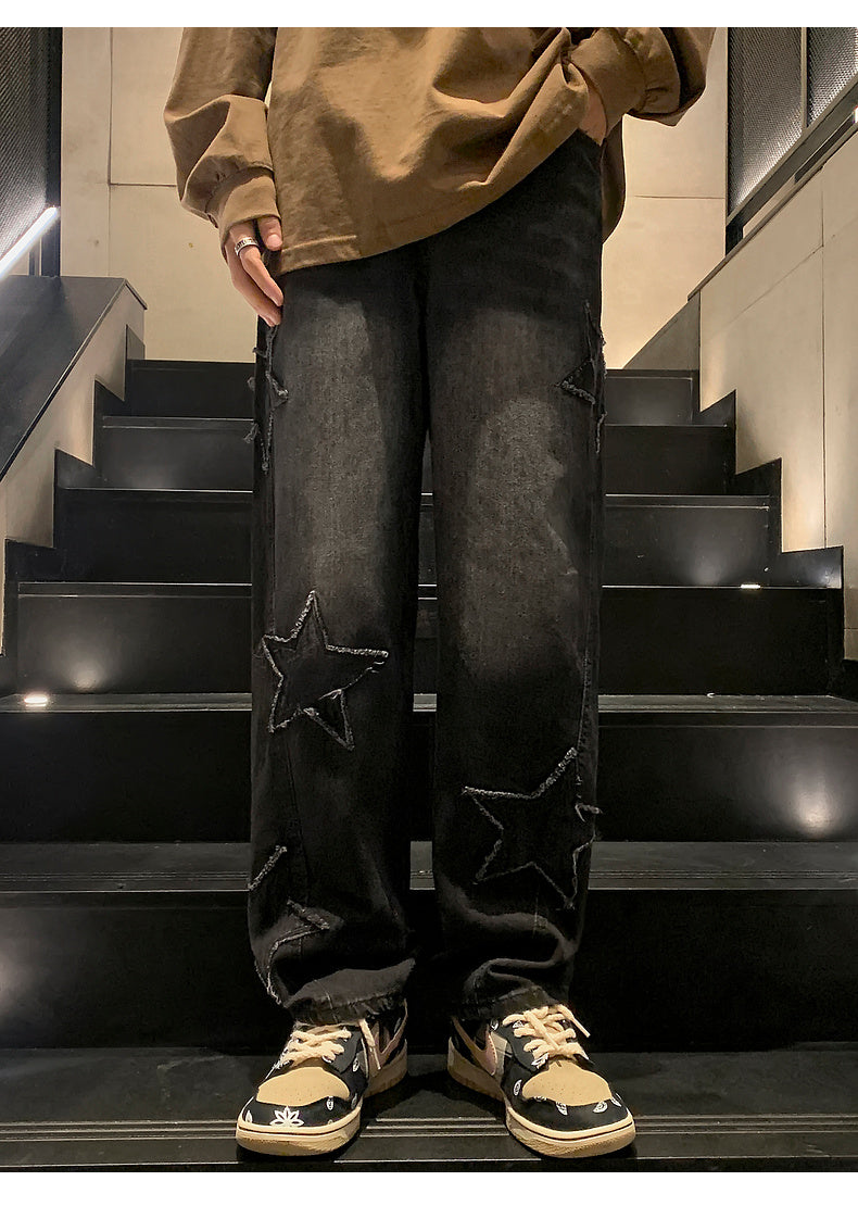 Star Embroidery Oversized Jeans