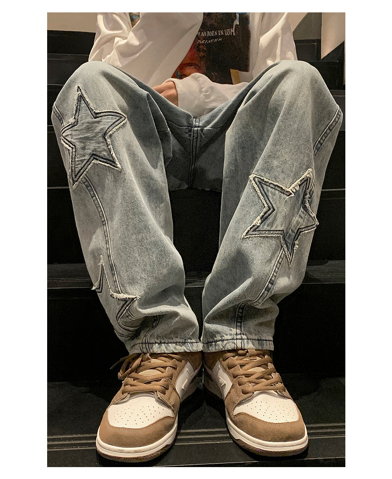 Star Embroidery Oversized Jeans